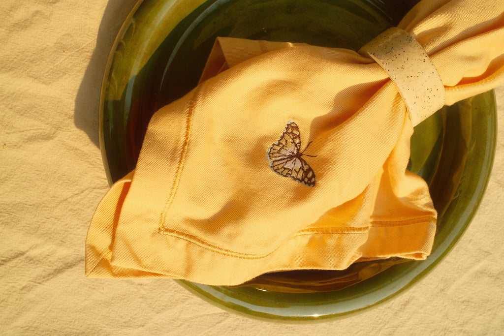 Butterfly Embroidered Dinner Napkins (Set of 4)
