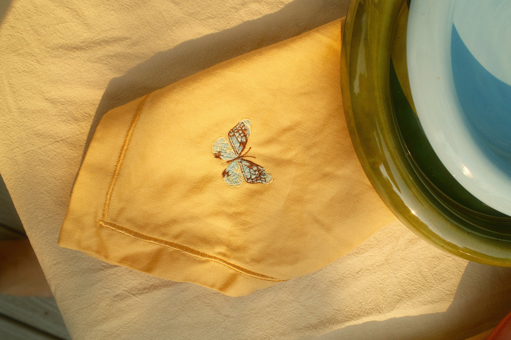Butterfly Embroidered Dinner Napkins (Set of 4)